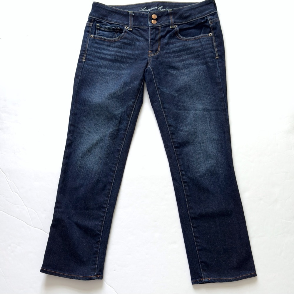 American Eagle Artist Bootcut Jeans 6 Dark Wash Low Rise Stretch Boho Western